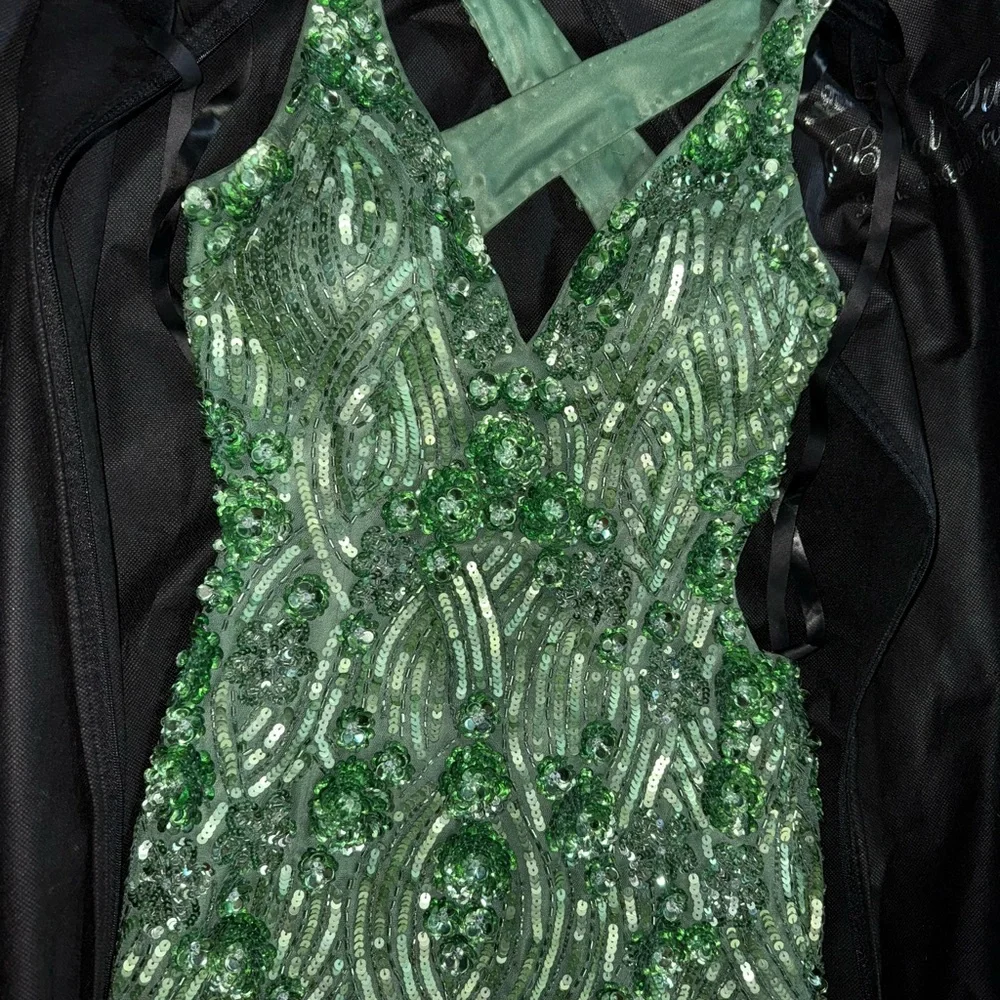 Primavera Couture Sparkling Green Backless Dress - Picture 3 of 11